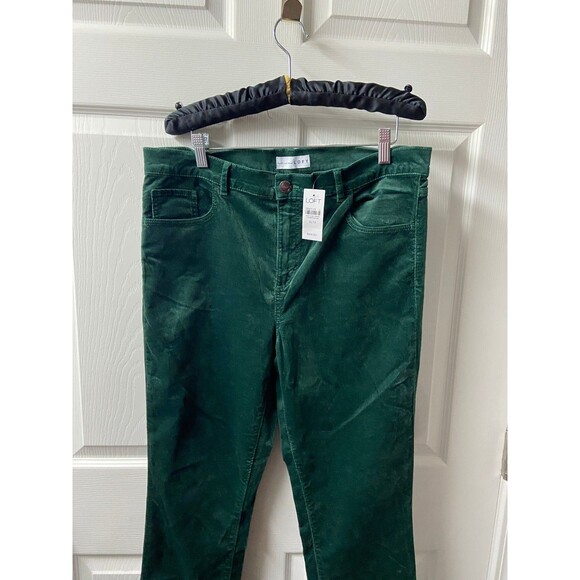 NWT Loft Corduroy Pants Womens 31/12 Straight Leg Velour Christmas Green - Picture 3 of 8